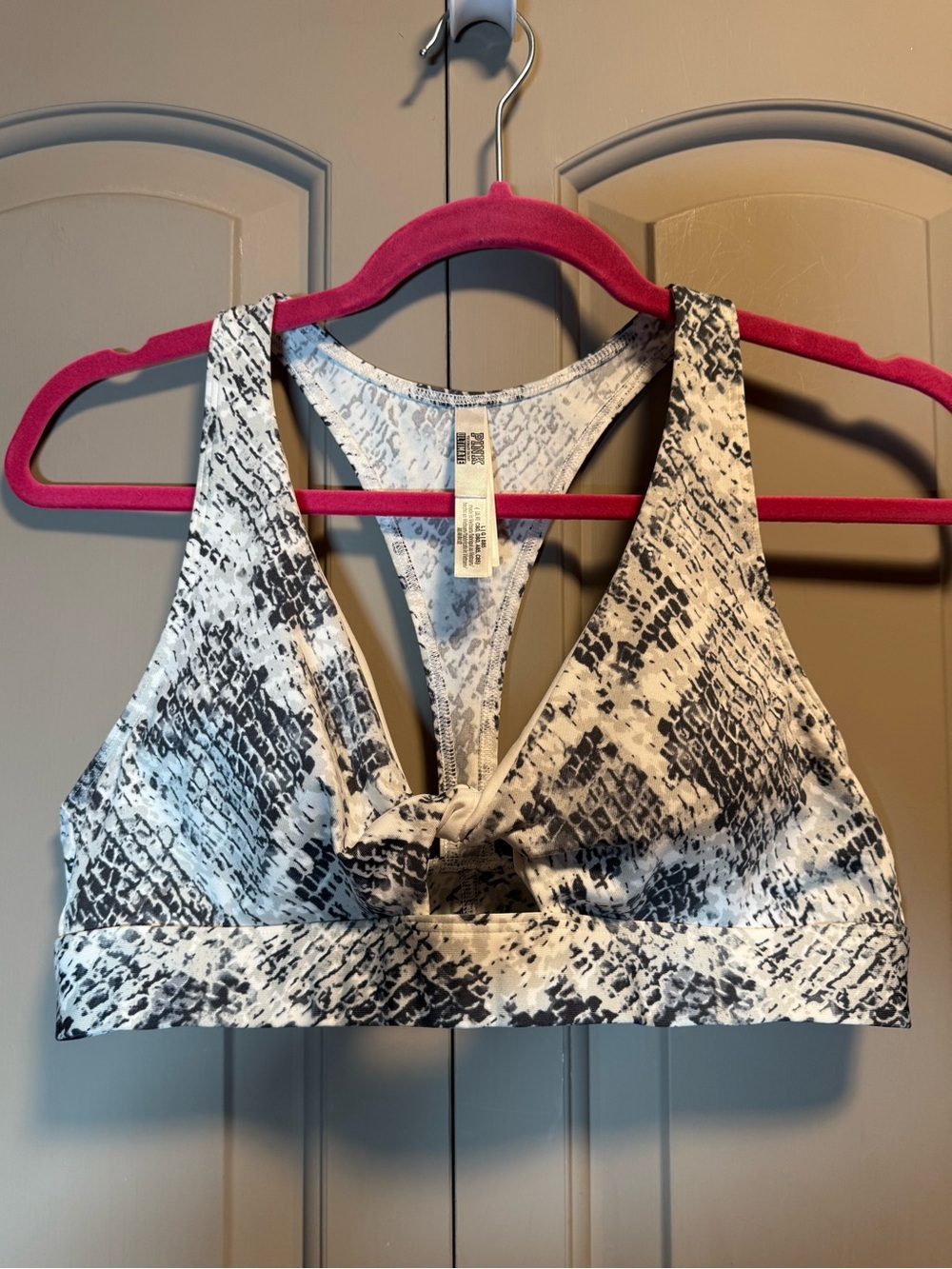Victoria's Secret Black & White Snake-Print Racerback Sports Bra